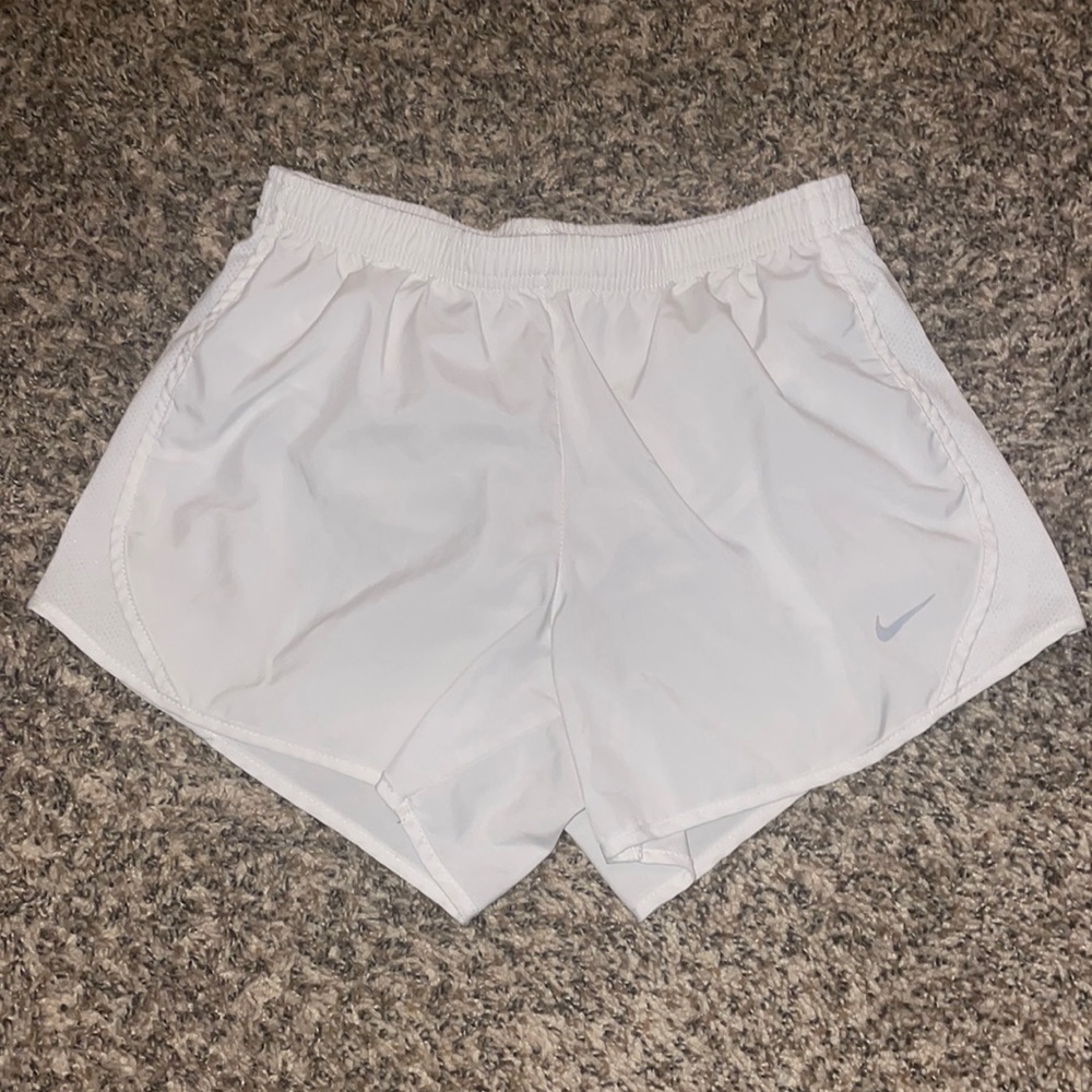 Girls white nike running shorts
